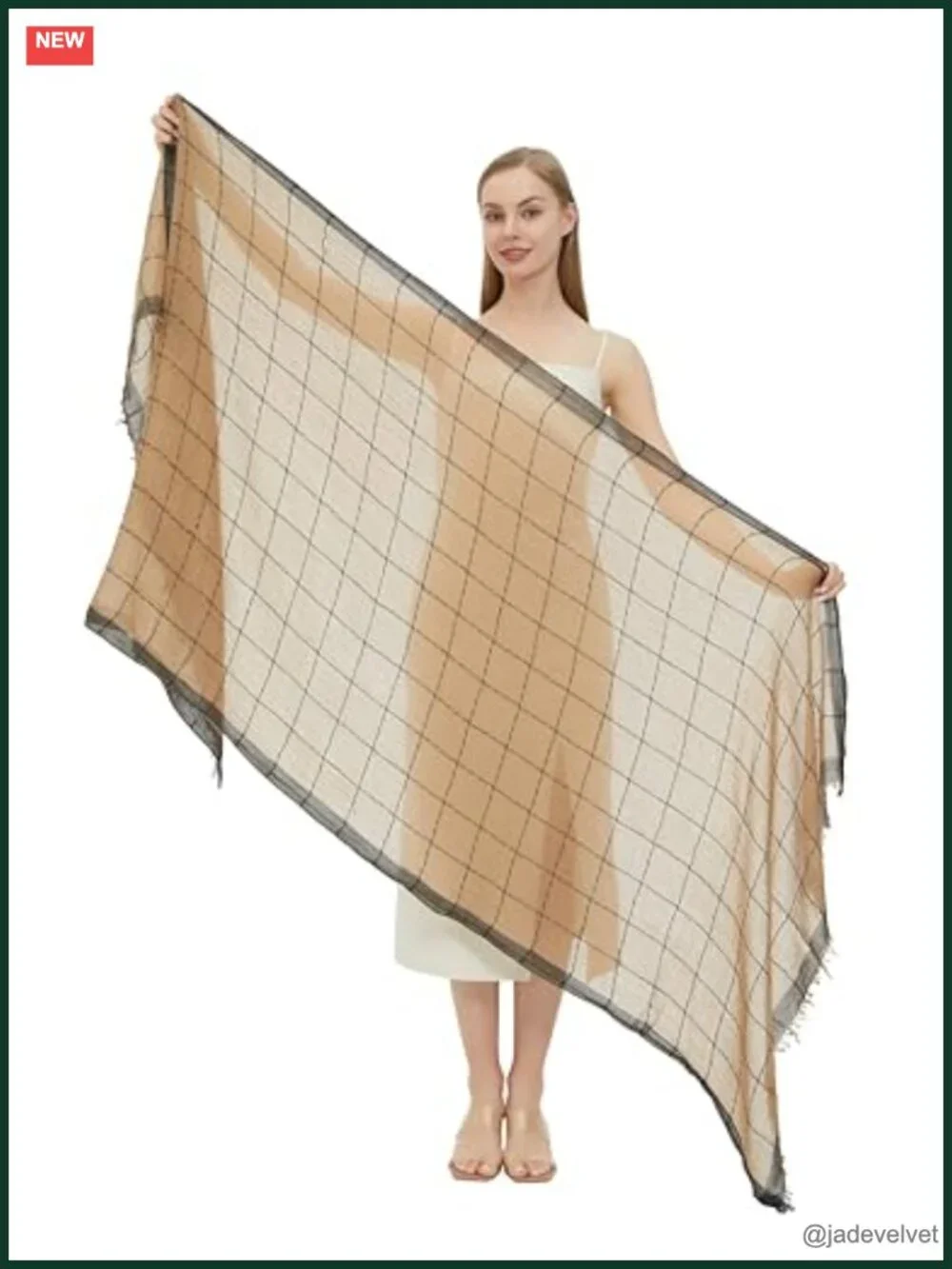 Fashion Scarf with Lurex Lightweight Shawl for Women Plaid Large Party Wrap